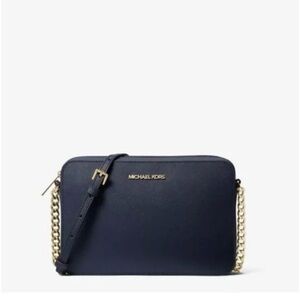 Michael Kors Navy Crossbody Bag with Gold Accents